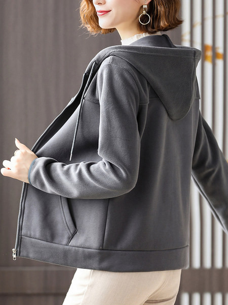 Uue mudeli kapuutsiga naiste sportlik dressipluus - sinine ja hall