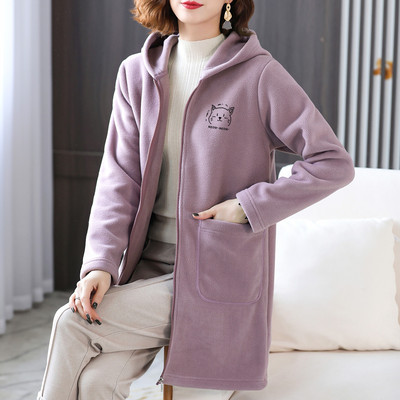 Γυναικείο μακρύ φούτερ με κουκούλα και επιγραφή