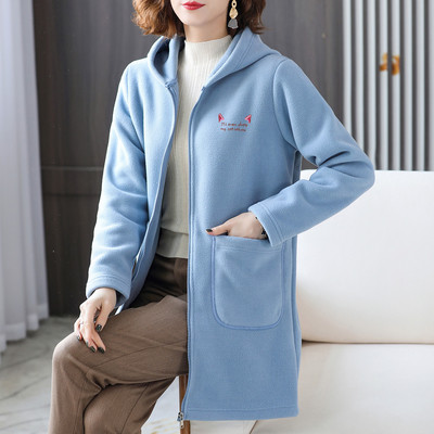 Γυναικείο μακρύ φούτερ με κουκούλα και επιγραφή