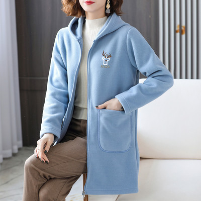 Γυναικείο μακρύ φούτερ με κουκούλα και επιγραφή