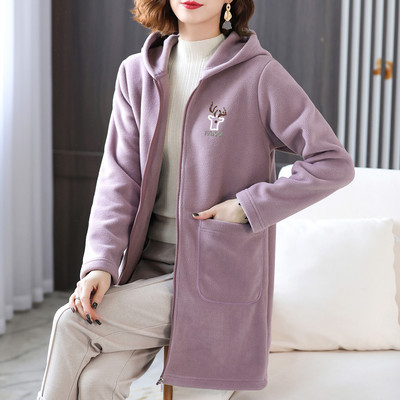 Γυναικείο μακρύ φούτερ με κουκούλα και επιγραφή