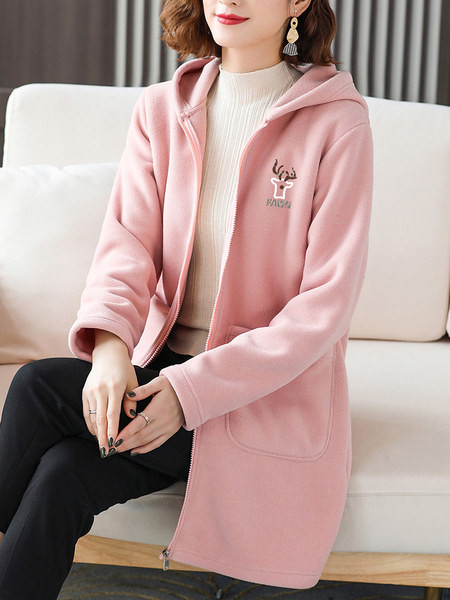 Γυναικείο μακρύ φούτερ με κουκούλα και επιγραφή