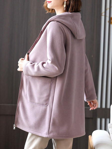 Γυναικείο μακρύ φούτερ με κουκούλα και επιγραφή