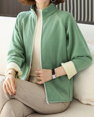 Női polár pulóver cipzárral - zöld színű