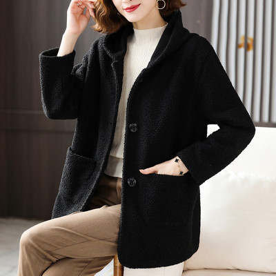 Naiste polar dressipluusi sirge mudel tasku ja kapuutsiga