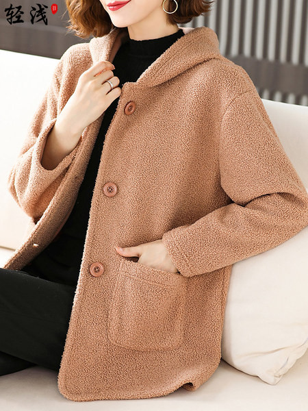 Naiste polar dressipluusi sirge mudel tasku ja kapuutsiga