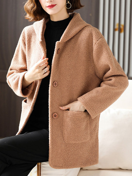 Naiste polar dressipluusi sirge mudel tasku ja kapuutsiga