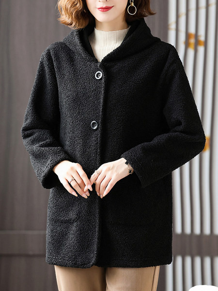 Naiste polar dressipluusi sirge mudel tasku ja kapuutsiga