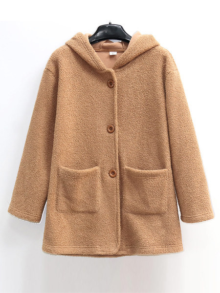 Naiste polar dressipluusi sirge mudel tasku ja kapuutsiga