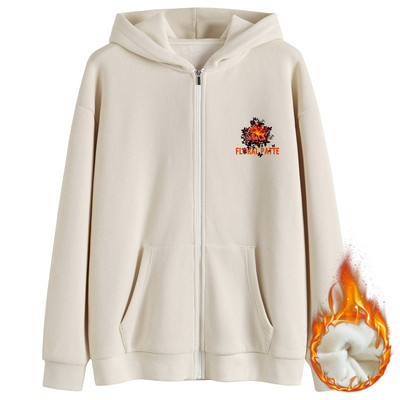 Sügis-talvine sooja voodri ja kapuutsiga dressipluus