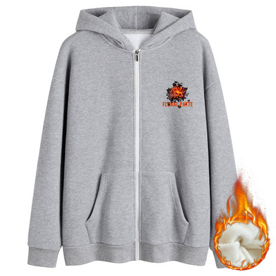 Sügis-talvine sooja voodri ja kapuutsiga dressipluus