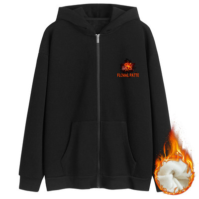 Sügis-talvine sooja voodri ja kapuutsiga dressipluus