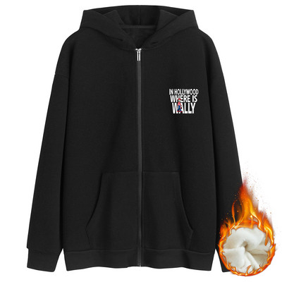 Sügis-talvine sooja voodri ja kapuutsiga dressipluus