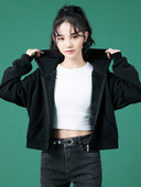 Sügis-talvine naiste dressipluus kapuutsi ja taskutega