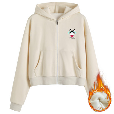 Sügis-talvine naiste dressipluus kapuutsi ja taskutega