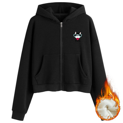 Sügis-talvine naiste dressipluus kapuutsi ja taskutega