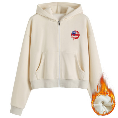 Sügis-talvine naiste dressipluus kapuutsi ja taskutega