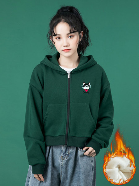 Sügis-talvine naiste dressipluus kapuutsi ja taskutega