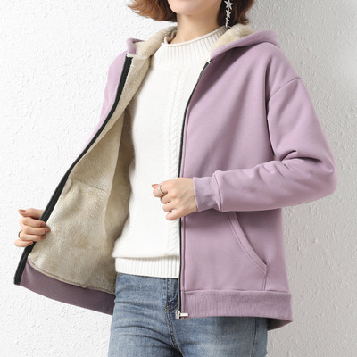 Ζεστό γυναικείο φούτερ με κουκούλα και φόδρα