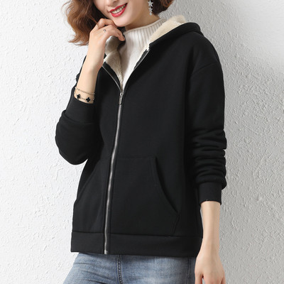 Ζεστό γυναικείο φούτερ με κουκούλα και φόδρα