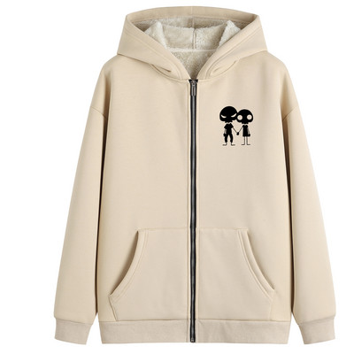 Ζεστό γυναικείο φούτερ με κουκούλα και φόδρα