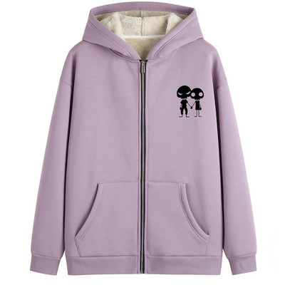 Ζεστό γυναικείο φούτερ με κουκούλα και φόδρα