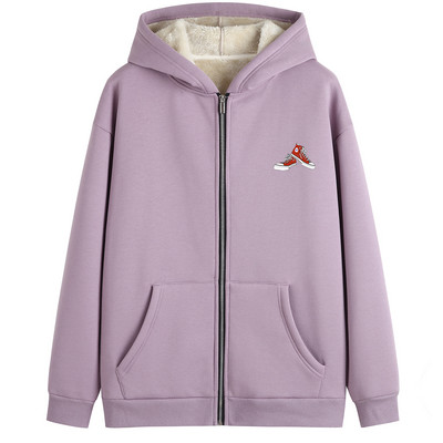 Ζεστό γυναικείο φούτερ με κουκούλα και φόδρα