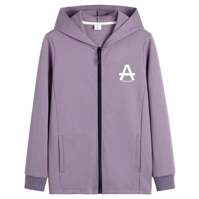 Õhuke kevadine kapuutsiga dressipluus ja tikitud kiri