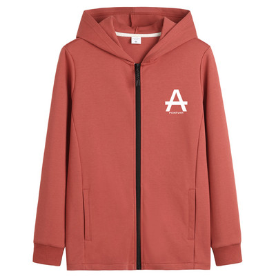 Õhuke kevadine kapuutsiga dressipluus ja tikitud kiri