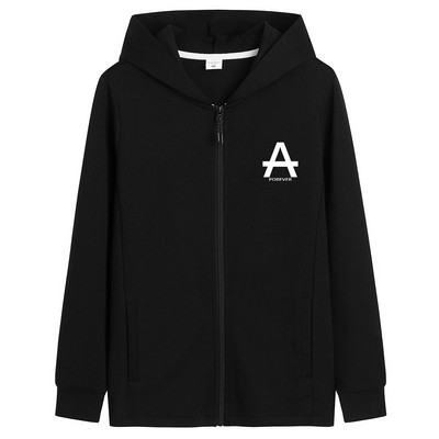 Õhuke kevadine kapuutsiga dressipluus ja tikitud kiri