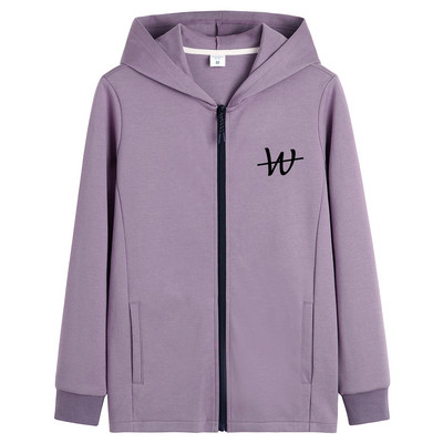 Õhuke kevadine kapuutsiga dressipluus ja tikitud kiri