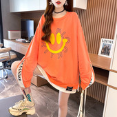 Lai naiste dressipluus ümara kaelusega ja trükiga