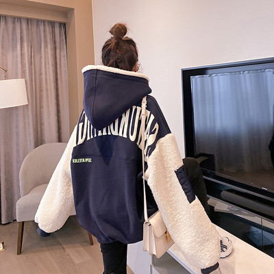 Naiste sportlik dressipluus kapuutsiga ja paksu sametvoodriga