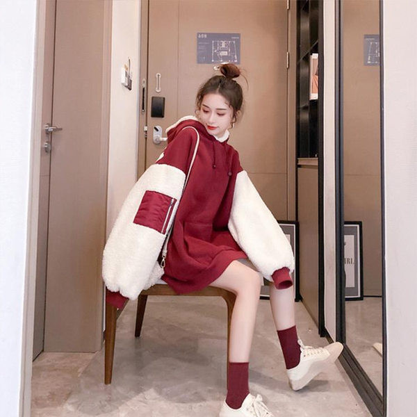 Naiste sportlik dressipluus kapuutsiga ja paksu sametvoodriga