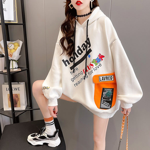 Γυναικείο φούτερ φθινοπώρου-χειμώνα με στάμπα και τσέπη