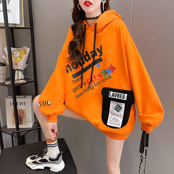 Γυναικείο φούτερ φθινοπώρου-χειμώνα με στάμπα και τσέπη