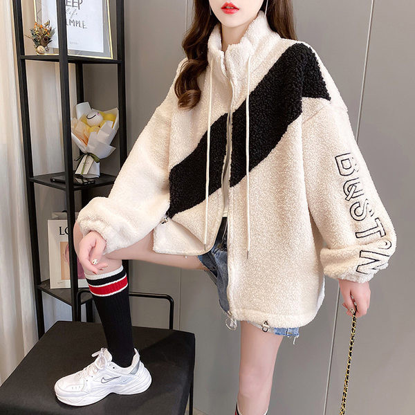 Uue mudeli kõrge kraega naiste suleline dressipluus - must ja beež