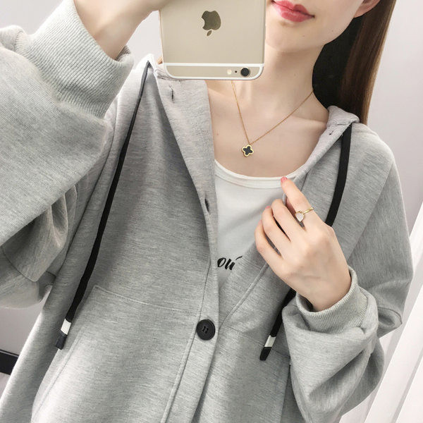 Uue mudeli kapuutsiga ja nööpkinnitusega naiste dressipluus