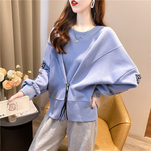 Μη τυποποιημένο γυναικείο φούτερ με στρογγυλή λαιμόκοψη και φαρδιά μανίκια