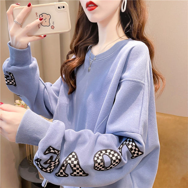 Μη τυποποιημένο γυναικείο φούτερ με στρογγυλή λαιμόκοψη και φαρδιά μανίκια