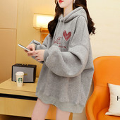 Γυναικείο μακρύ φούτερ με κέντημα και κουκούλα