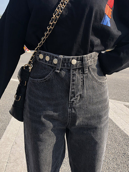 Moodsad kõrge vöökohaga naiste teksad – sinine ja hall