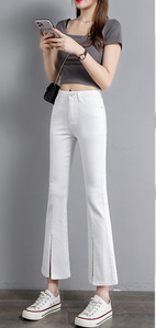 Γυναικείο μοντέρνο τζιν με ψηλή μέση και σκισίματα στα πόδια