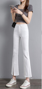 Γυναικείο μοντέρνο τζιν με ψηλή μέση και σκισίματα στα πόδια