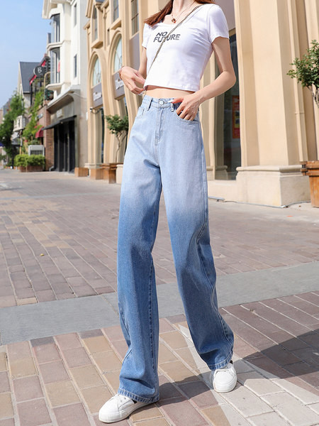 Laiad naiste teksad kõrge vöökohaga puhta mudeliga