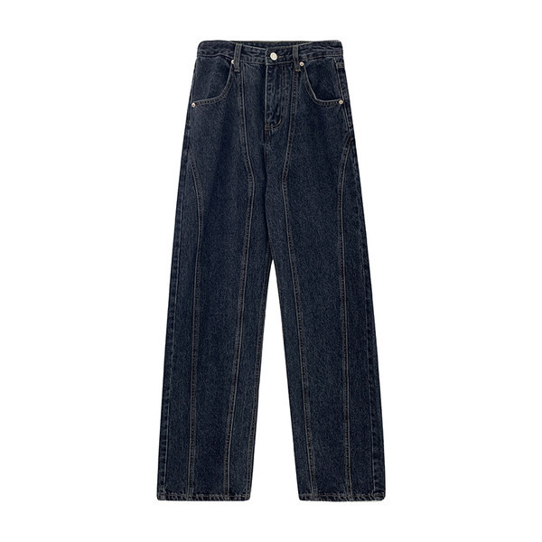 Lai must kõrge vöökohaga naiste teksapükste mudel