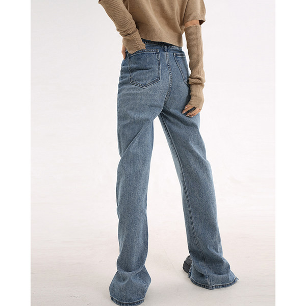 Sirge mudeli naiste teksad kõrge vöökoha ja lõhikutega