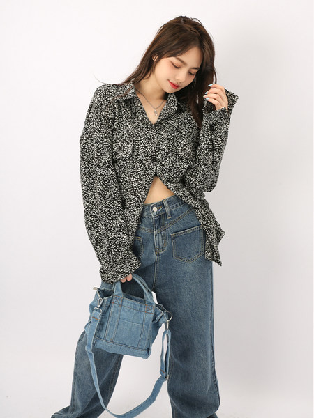 Lai esitaskutega naiste teksapükste mudel