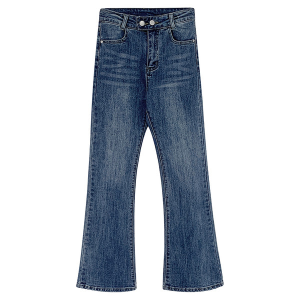 Naiste ühevärvilised standardse vöökoha ja rebenenud motiividega teksad