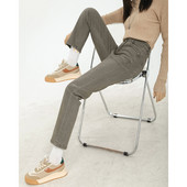 Sirge mudeli ühevärvilised kõrge vöökohaga naiste teksad